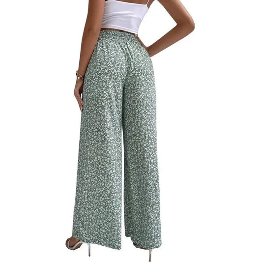 Floral high-waisted bell-bottoms pants